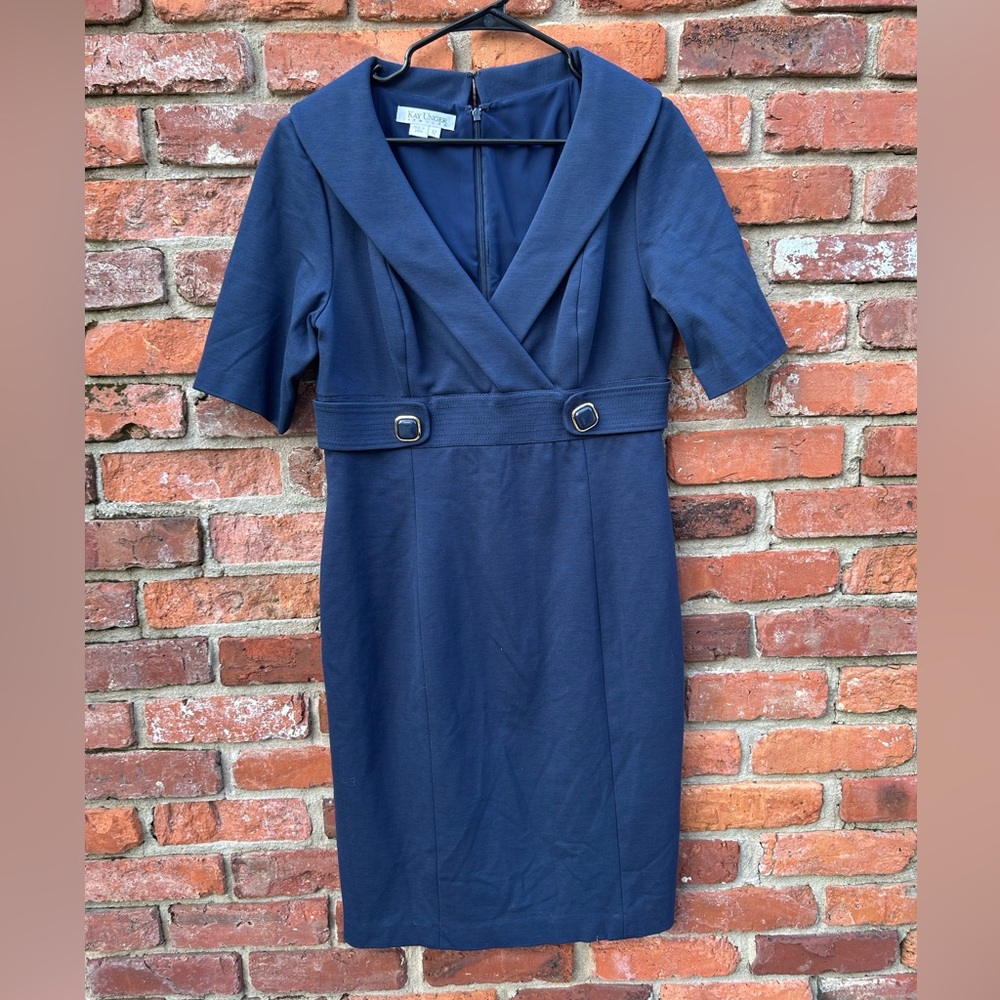 Kay Unger New York Formal Navy Blue Sailor Dress Size 12